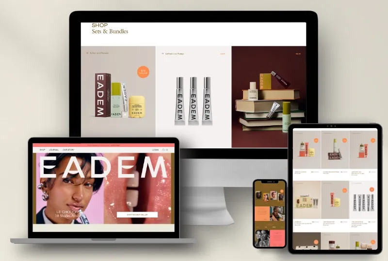 EADEM on desktop, laptop, tablet and phone.
