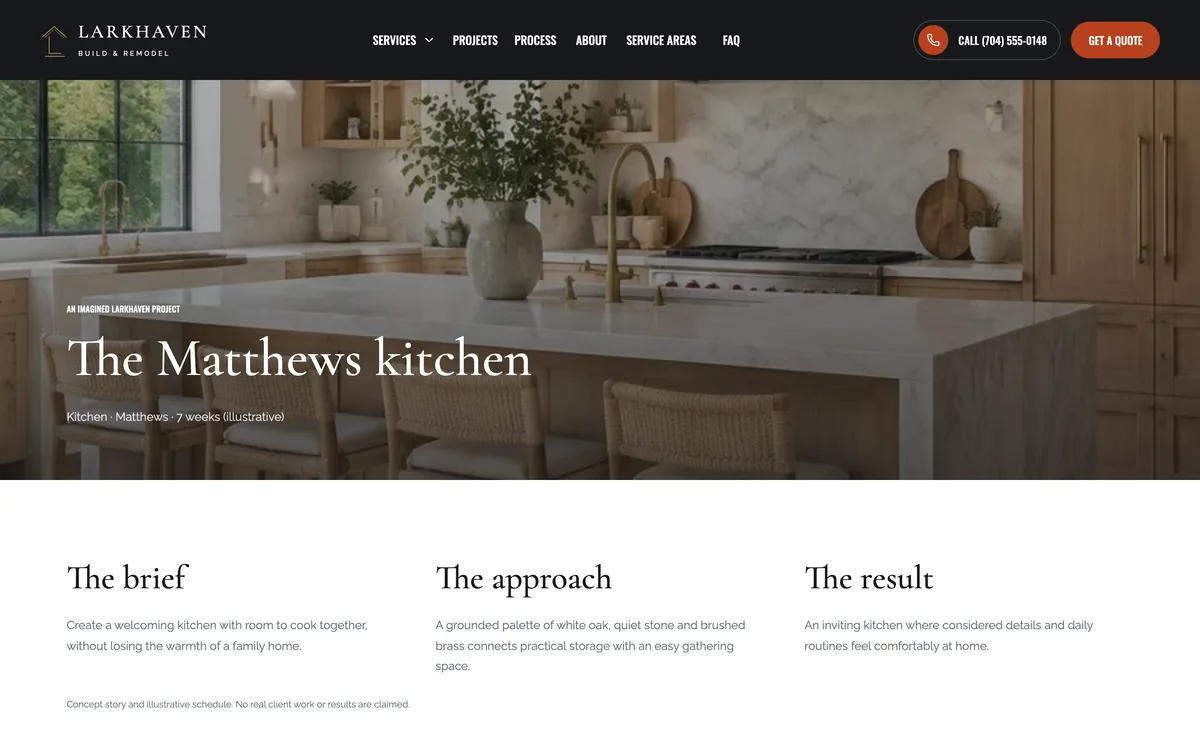Project page for The Matthews kitchen with the brief, approach and result.