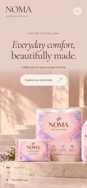 NOMA home page on a phone-sized screen, the responsive website.