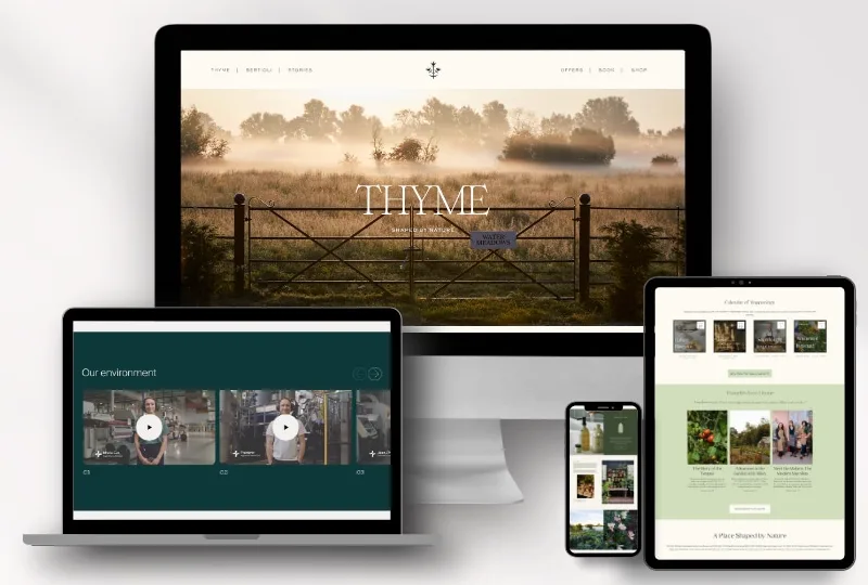 Thyme on desktop, laptop, tablet and phone.