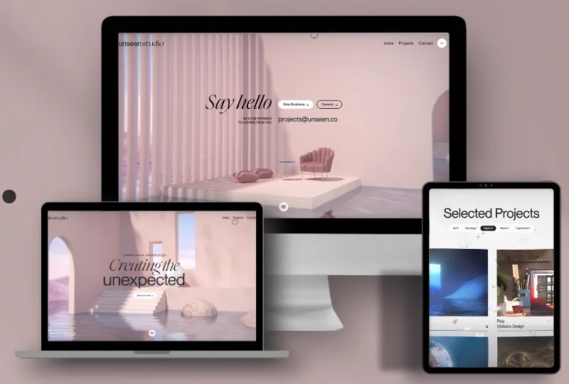 Unseen Studio on desktop, laptop, tablet and phone.