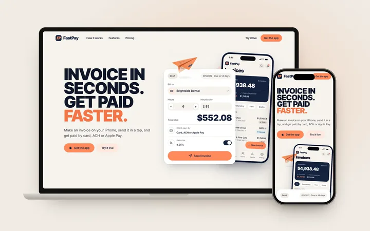 FastPay invoices screen with the amount outstanding and a list of invoices.